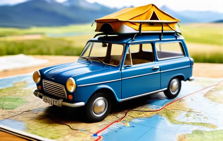 캠핑카 장난감 어린이 모험 스토리 소개 - **Prompt 2: Collaborative Outdoor Exploration with Camping Cars**
    "An outdoor, eye-level shot fe...