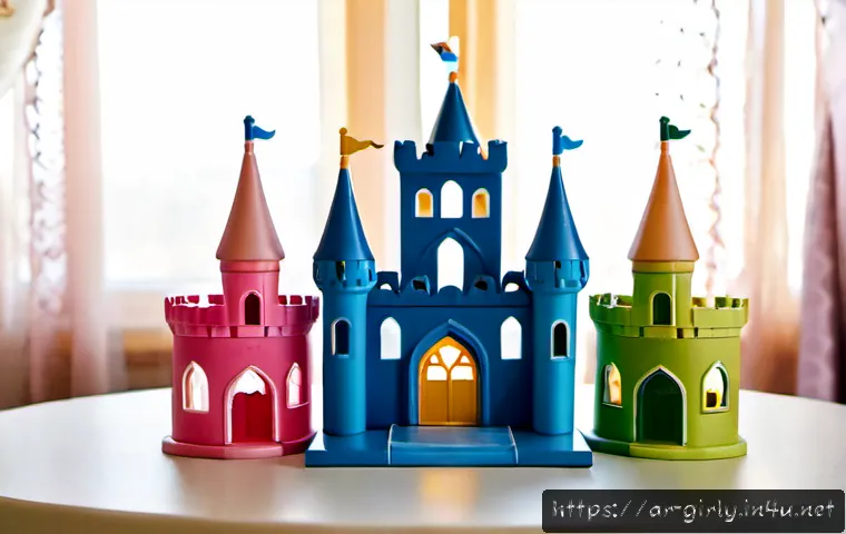 Home 17 디즈니 프린세스 성 구매처 추천 - Photorealistic product comparison scene for a fairy-tale princess castle playset purchase guide, thr...